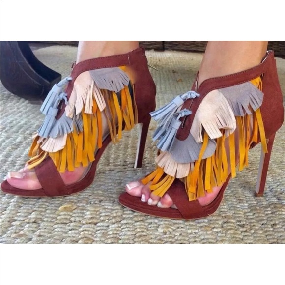 NWT ZARA TRI-COLOR SANDAL WITH FRINGE - Picture 7 of 7